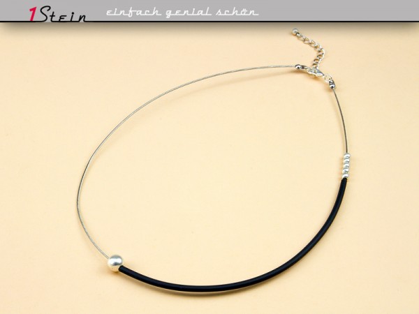 Kurze Halskette | Collier | Kautschuk + Metall, verschiebbar