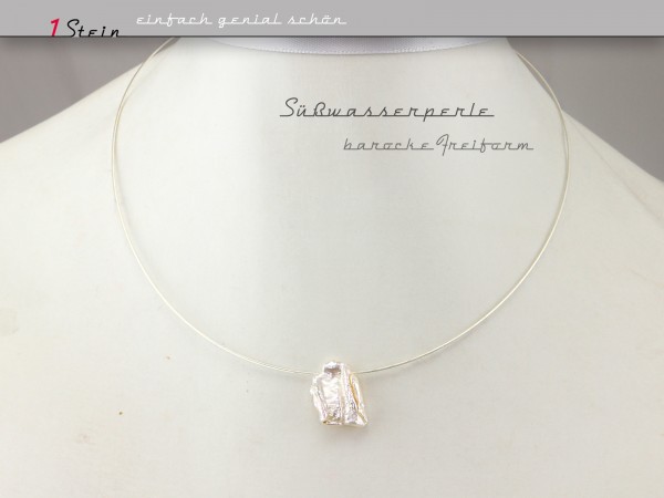Brautkette | Brautcollier | barocke Süßwasserperle in Freiform | Wunschlänge