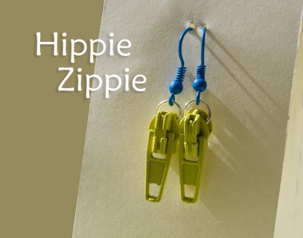 Reißverschluss-Ohrhänger | Hippie Zippie, limone