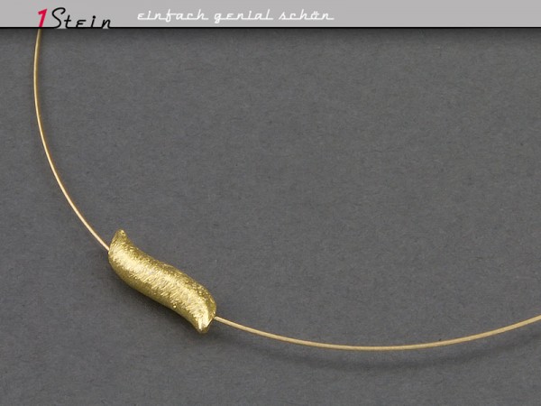 Draht-Collier | Kurze Halskette | Goldwelle auf Juwelierdraht