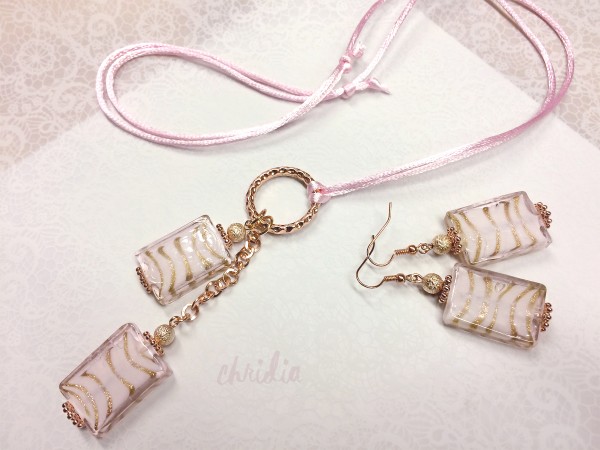 Schmuckset | Bandkette, Ohrringe | rosengold + rosa