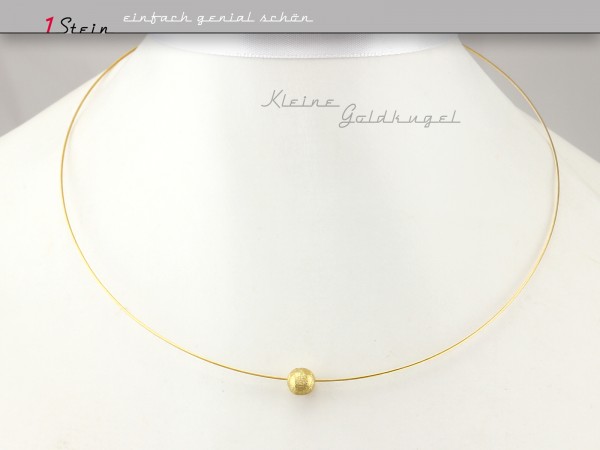Halskette kurz | Draht Collier | kleine goldene Kugel auf Juwelierdraht