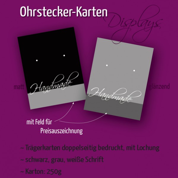 Ohrstecker-Träger | Handmade | doppelseitig | Schwarz und Grau