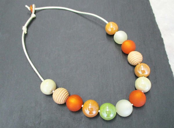 Collier | Kette | Kullerkette | großer Perlen-Mix auf Satinschnur