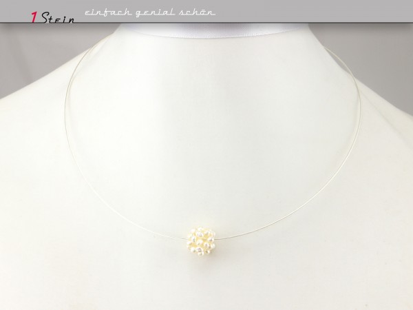 Collier | Hochzeitsschmuck | Brautkette | geperlte Perle, Silber