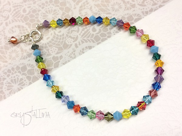 Kristall-Armband | mit Swarovski-Kristallen, bunt, 925 Silber