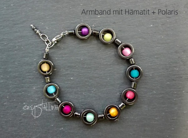 Armband | Hämatit + Polaris, kunterbunt, Stahl