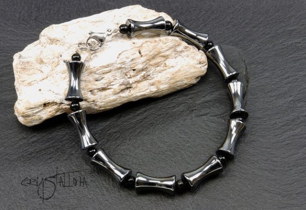 Männerarmband | Hämatit + Onyx, unisex | Edelstahlverschluss | auf Maß